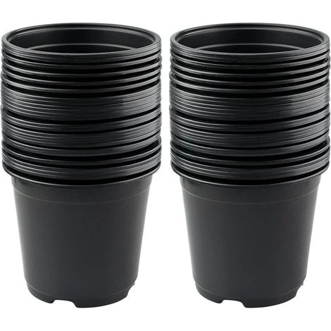 Set mit 50 schwarzen Kunststoff-Blumentöpfen, 15 cm, für Sukkulenten, Gemüse und Stecklinge