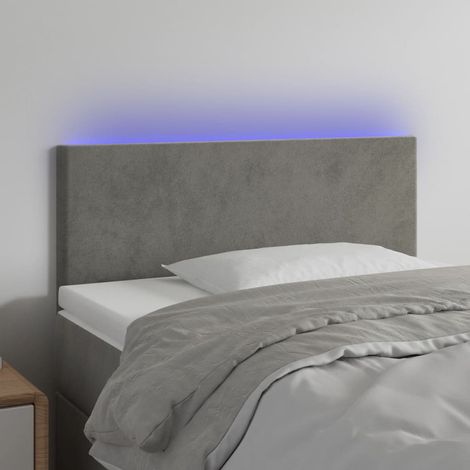 Tête de lit à LED - Design industriel - Pour Lit adulte - Gris clair 90x5x78/88 cm Velours Chic-906433 (1/5)