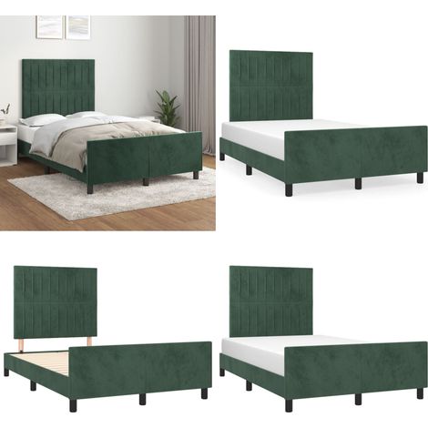Bettgestell ohne Matratze Dunkelgrün 120x190 cm Samt - Samtbett - Doppelbett - Boxspringbetten - Bettrahmen - Hochwertiges Bettgestell - Home & Living (1/5)