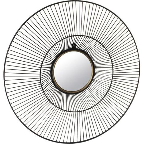 Miroir rond noir et doré en métal 58x58x9cm (1/2)