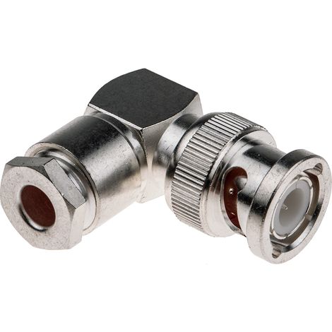 Connecteur coaxial RS PRO Mâle à angle droit, raccordement Cage à ressort 50O Montage sur câble ( Prix pour 1 ) (1/4)