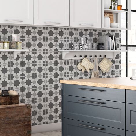 Sticker Mural Carrelage adhésif Cuisine Salle de Bain - 60 STICKERS CARREAUX DE CIMENT ORIENTAL BYBLOS - 60stickers10x10cm (1/5)