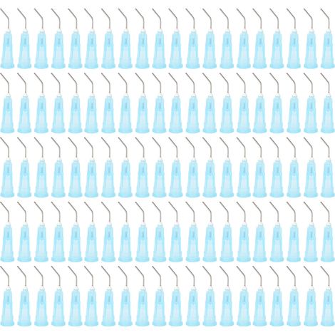 100 embouts d'aiguille d'irrigation dentaire pré-courbés, jetables, pièces de rechange pour seringue (1/5)