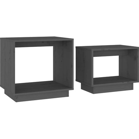 Maison Exclusive - Tables basses gigognes 2 pcs Gris Bois de pin massif (1/5)