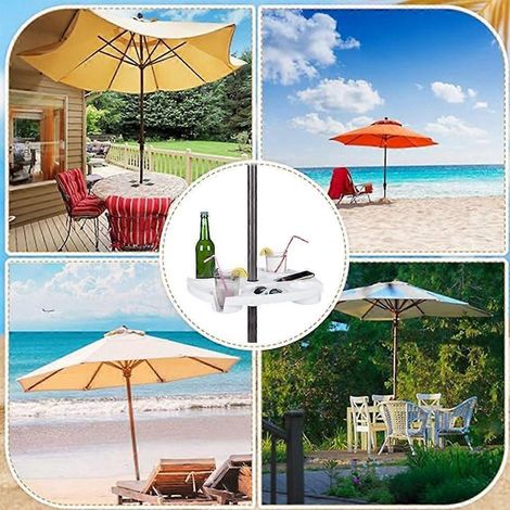 Porte-gobelet stable pour parasol de plage, plateau de rangement pour collations avec compartiments (1/4)