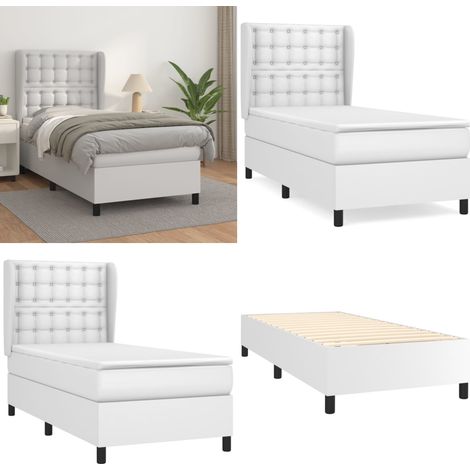 Boxspringbett mit Matratze Weiß 100x200 cm Kunstleder - Boxspringbett - Betten - Doppelbett - Weißes Bett - Kunstlederbett - Home & Living (1/5)