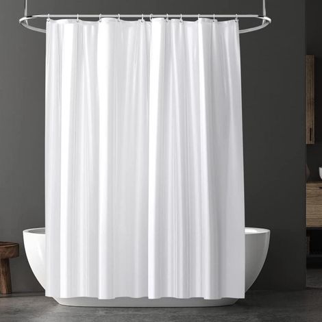 Duschvorhang Anti-schimmel Wasserdicht PEVA 180x180 cm Weiß 12 Ringe (1/5)