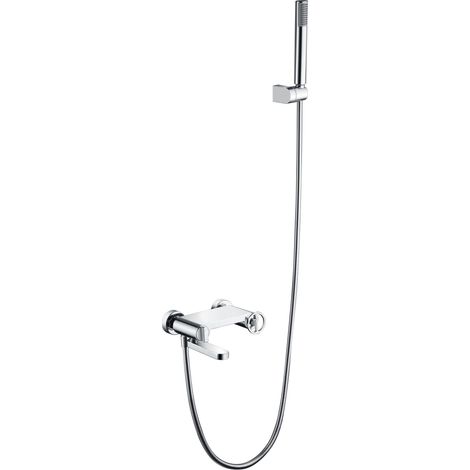 IMEX Set vasca-doccia monocomando cromato in ottone e zama con tubo flessibile acciaio 180 cm doccetta rotonda ABS cartuccia ceramica Ø35 mm modello Imex-BDC033-4 Olimpo (1/3)