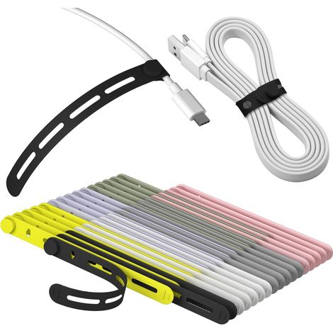 35Pcs Silikon Wiederverschließbar Kabelbinder, Wiederverwendbare Kabel Organizer Klein Kabelmanagement für Ladekabel Kopfhörer Computer Draht, Reisezubehör (Mehrfarbig，13cm) (1/5)