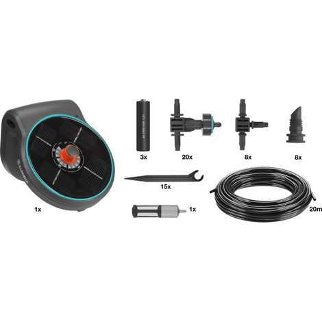 GARDENA Set de riego por goteo solar para macetas automático AquaBloom (13300-20)