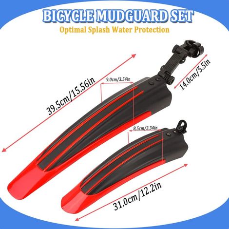 Parafango universale regolabile, spesso e largo, per mountain bike, compatibile anche con bici da città (fixie, gravel, ruote da 20 a 27 pollici). (1/4)
