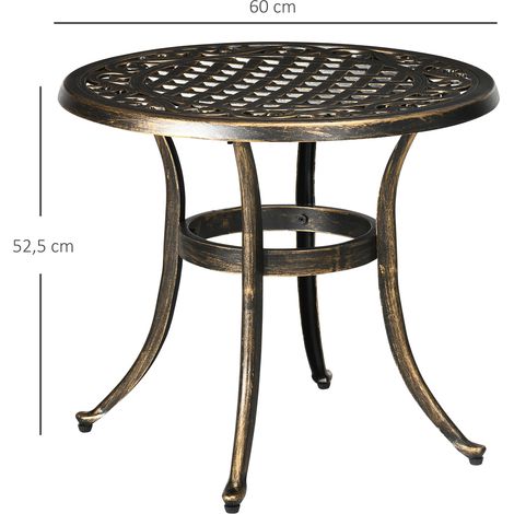 Table d'appoint de jardin, table de jardin résistante aux intempéries avec structure en aluminium moulé, capacité de charge env. 60 kg, Ø 60 x 52,5 cm (H) (1/5)