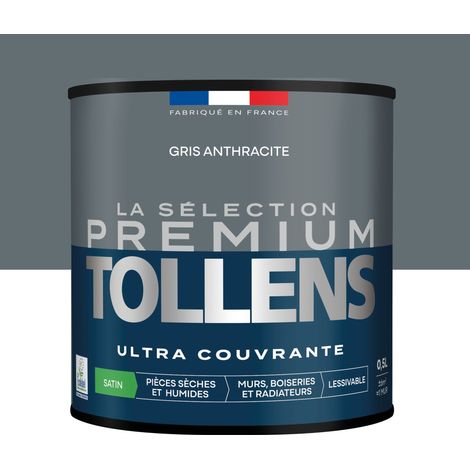 Tollens - Peinture intérieure couleurs - La Sélection Premium Satin - Ultra Couvrante - Gris Anthracite 0,5 L - 6m²