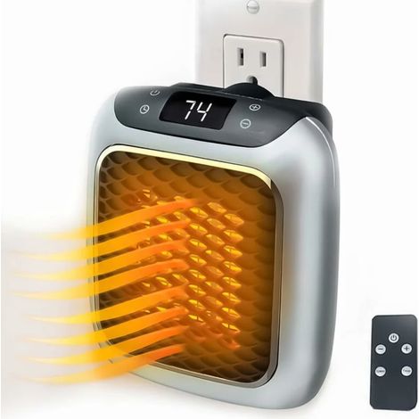 Termoventilatore in ceramica intelligente da 800 W, termoventilatore elettrico con presa a muro, mini termoventilatore elettrico con termostato remoto per camera da letto, ufficio, soggiorno