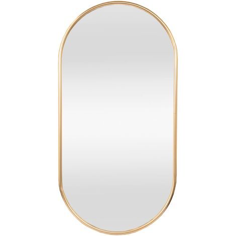 Miroir mural ovale 40 x 60 cm – Cadre en aluminium doré – Installation verticale/horizontale – Pour agrandir visuellement l'espace (1/2)
