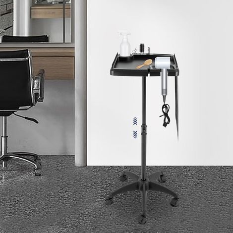 Plateau de salon à roulettes - Plateau à outils mobile - Chariot pour extensions de cheveux - Support pour salon de coiffure - Hauteur réglable (1/5)