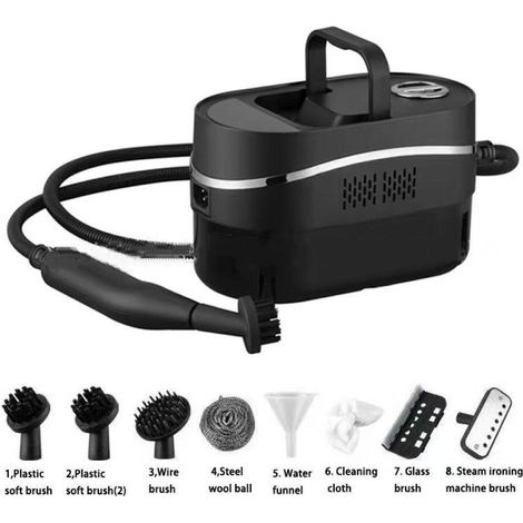 Nettoyeur vapeur portatif, nettoyeur vapeur haute pression haute température pour la maison, nettoyeur vapeur multifonction portable 1,2 L, pour la maison, la climatisation--noir (1/4)