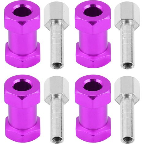 Lot de 4 adaptateurs hexagonaux en métal de 12mm pour moyeux de roues RC, compatibles D90 AX10 CC01 SCX10 F350 Crawler (20mm, violet) (1/5)