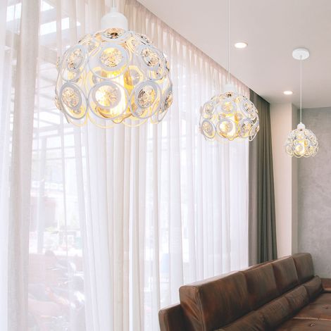 3 Piezas Lámpara Colgante Moderna Luz de Techo Redondo Cristal Iluminación de Araña Decorativa Ajustable 100cm (1/5)