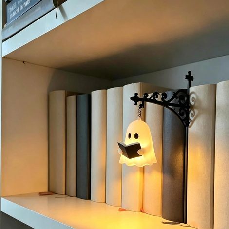 Lampes LED pour bibliothèque – Design métal rétro avec fantôme Halloween – Lampes décoratives Book Nook pour étagère, bureau et coin lecture (1/4)