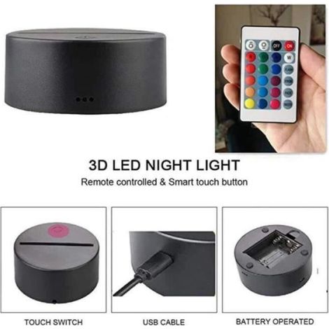 Lot de 4 bases de lampe de nuit LED - 7 couleurs de base de lampe - Télécommande - Câble USB réglable (1/4)
