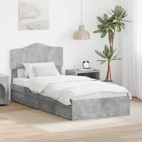 Storage Bed Concrete Grey 90 x 190 cm Engineered Wood vidaXL (1/5)