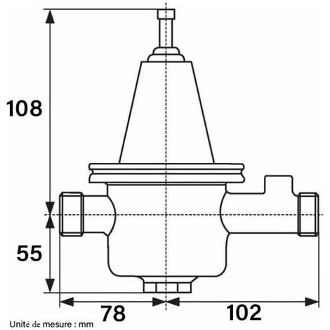 Desbordes – Réducteur de pression mâle/mâle DN 3/4" 20mm – Cuve en bronze – Pression réglable 1 à 6 bar – Débit élevé avec faible perte de charge
