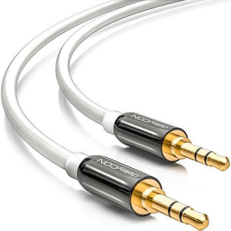 2m Câble Jack 3,5mm AUX Câble Audio Stéréo Fiche Jack Droite pour PC Laptop Smartphone Tablette Voiture Récepteur HiFi - Blanc (1/5)