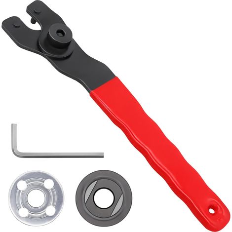 Clé à Molette Réglable de Meuleuse d’Angle 8-48 mm avec Douille Hexagonale, Clé à Broche Réglable, Clé Allen et 2 Brides Filetées, Outil en Acier au Carbone (1/5)