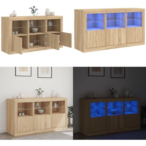 Buffet avec lumières LED chêne sonoma 123x37x67 cm - Meubles De Rangement - Buffet - Meuble Tv - Armoire - Luminaire Led - Home & Living (1/5)
