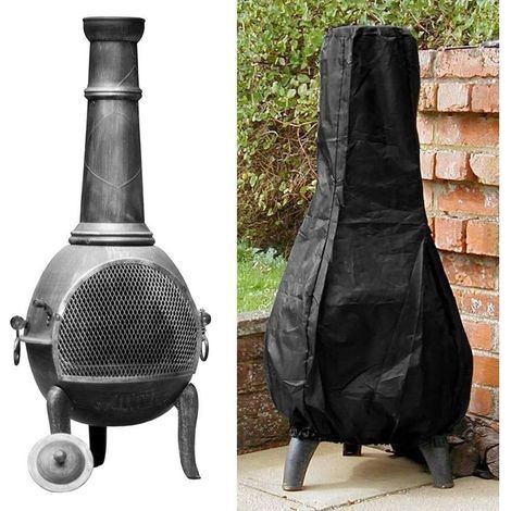 Chauffe Terrasse Housse Extérieur Chimenea Housses Imperméable Résistant Jardin Radiateur Pluie Soleil UV Protection 1.2m Haut Noir (1/5)