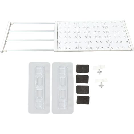 Étagère extensible réglable 73‑125cm, organisateur de placard gain d’espace, séparateur pour armoire à chaussures et dressing. (1/5)