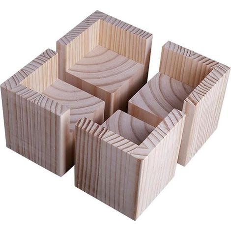 Lot de 4 Élévateurs de Meubles Rehausseurs de Meubles en Bois, Lit de Bureau Riser Meubles Pieds de Levage Pieds jusqu'(8x8x10cm) (1/4)