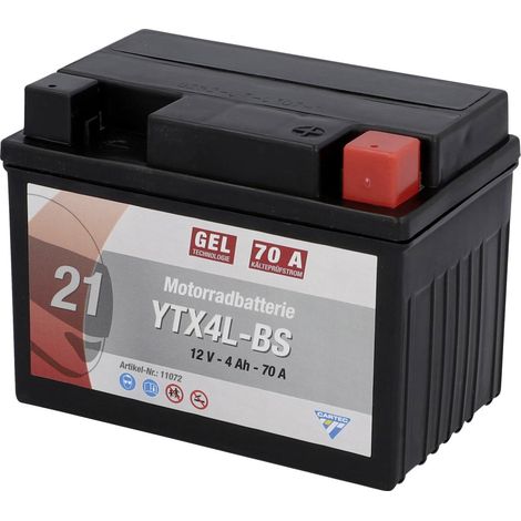 Cartec Gel Motorradbatterie YTX4L-BS 4Ah 120A Gel-Batterie