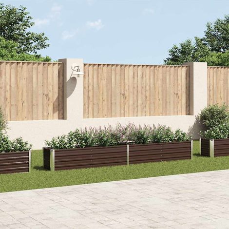 Lit surélevé de jardin Acier galvanisé 320x40x45 cm Marron (1/5)