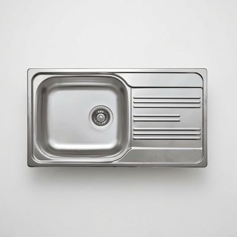 Évier de cuisine encastrable en acier inoxydable avec 1 cuve et égouttoir, 78 x 43,5 cm, finition inox - Lonsy