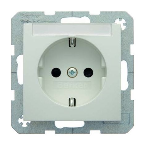 BERKER 47498989 STECKDOSE SCHUKO MIT BESCHRIFTUNGSFELD S.1/B.3/B.7 GLAS POLARWEIß, GLÄNZEND