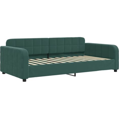 Lit simple,Lit adulte,Lit de repos sans matelas vert foncé 90x200 cm velours CFW15546 (1/5)