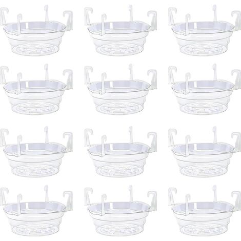 Lot de 12 paniers suspendus de 20,3 cm avec crochets - Panier d'égouttement à suspendre pour plantes - Bac récupérateur d'eau pour intérieur et extérieur (1/5)