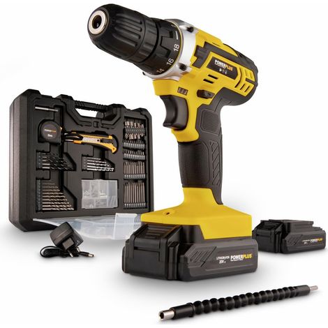 Perceuse-Visseuse sans Fil POWX00830 - Tournevis 20V, 2x20V Li-ion Batteries, Chargeur, Coffret Outil 134 Pièces, Embouts (1/5)