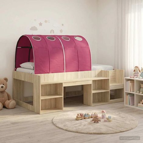 vidaXL Letto con Tunnel 3 pz Sonoma e Rosso Legno ingegnerizzato (1/5)