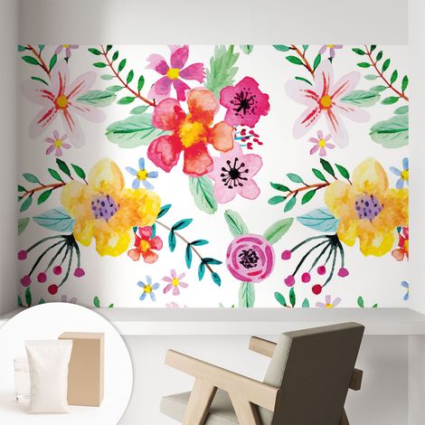Papier peint décoratif avec colle pour salon, chambre à coucher et bureau – Design moderne et facile à poser Fraîcheur florale 104x70 cm (1/5)