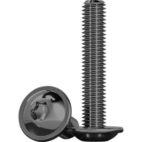 Vis à Tête Bombée Avec Collerette Noir 20 Pièces, M5x35mm Vis Torx ISO 7380-2 Acier Inoxydable A2 V2A à Tête Bombée à Collerette Filetée Filetage Complet (1/5)