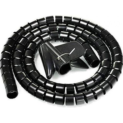 1.5 mètre, câble flexible cutable tube spirale tube organiseur de câble tube de fil câble manchon fil enveloppement câble enveloppe fil organisateur pour PC TV DVD câble antenne stéréo etc, noir