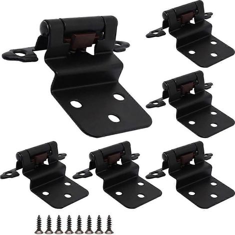 Charnières pour armoires, paquet de 8, charnières noires encastrées de 3/8 pouce, charnières noires à fermeture automatique pour portes d'armoires à montage frontal plat (1/5)