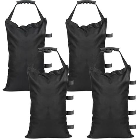 Sacs de lestage pour tentes, lot de 4, sacs de sable robustes pour tonnelle, 4 sangles réglables librement, revêtement PVC imperméable, poignées intégrées, réutilisables pour tonnelles, parasols, tent