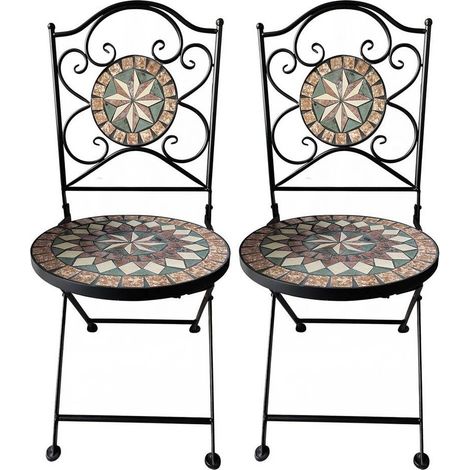 COPPIA SEDIE DECORO MOSAICO 'MORGANA' cm 38 x h.90