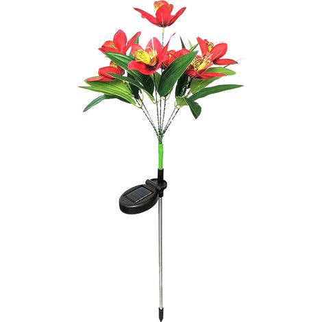 Blumenförmige LED-Solarleuchte, Außendekoration, Garten, Rasen, wasserdichtes rotes Licht (1/5)