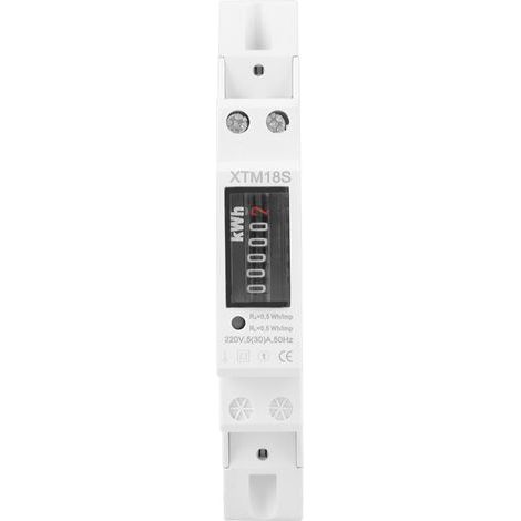 Contatore elettrico digitale 1P 220V 5(30)A monofase a 2 fili per guida DIN - Misura kWh (1/5)