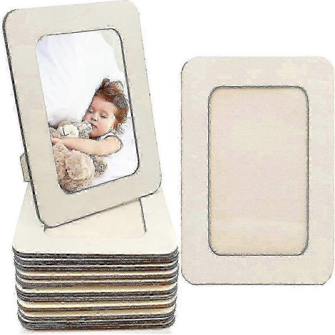 12 cadres photo en bois massif brut à personnaliser soi-même - Cadres photo 10x15 cm en bois sur pied pour la décoration et la personnalisation de la maison (1/5)